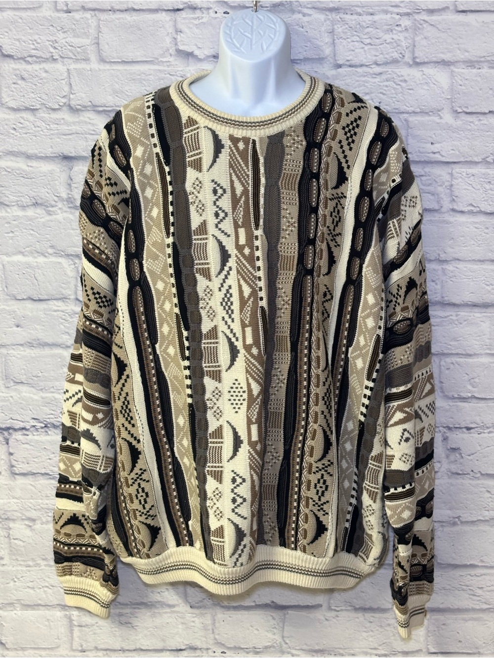 Vintage Cotton Traders Coogi Style 3D Knit Multicolor Sweater XXLT